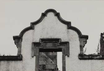 Detail of shaped gable on S. wall.