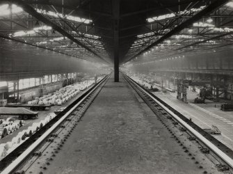 Interior.
View from crane gantry of the two main bays of the works.