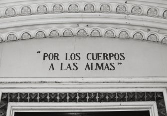 Interior.
Detail of inscription on alcove of main corridor doorway.