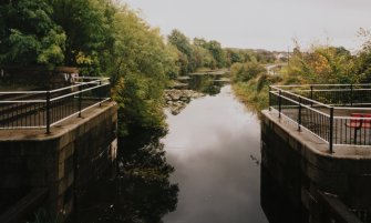 Twechar, Main Street, Forth and Clyde Canal, Lifting Bridge
View from bridge looking West