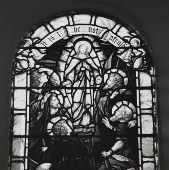 Interior.
Detail of stained glass window.