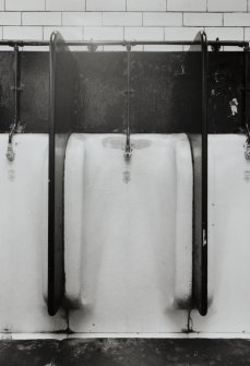 Interior.
Detail of fireclay stall urinal in gentlemen's toilets.
