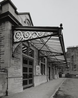 Detail of canopy above main entrance.