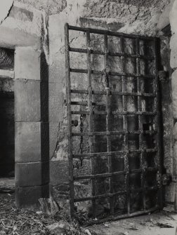 Braikie Castle. Interior.
Detail of yett with alcove below main stair.