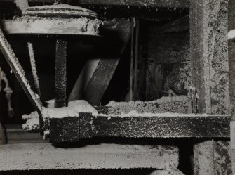 Interior.
Detail in gear cupboard showing flat-belt pullies and supports.