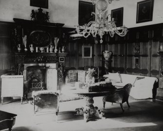 Copy of historic photographic view of King's Room, Cortachy Castle.
