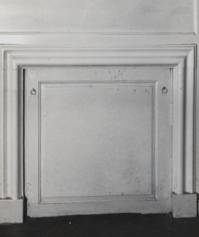 Interior.
Detail showing stone Bolection moulded fireplace surround in ground floor kitchen.