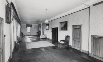 Interior.
View from S of long gallery on first floor.