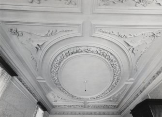Interior.
View of plaster ceiling in upper dining room on first floor.