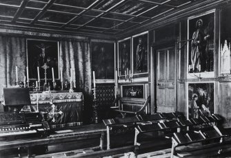 Copy of historic photograph showing interior view of the chapel.