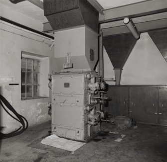 Interior.
View of Mill Room showing detail of lower section of malt mill.