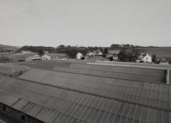 View from SW showing slate roofs of distillery's duty-free warehouses.