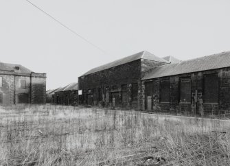 View of former flax warehouses and stores from NW.