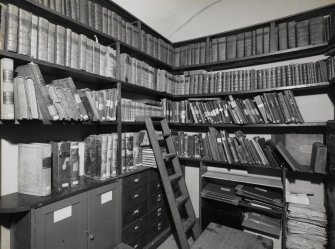 Interior, Montrose Town House.
View of document store on first floor from south east.