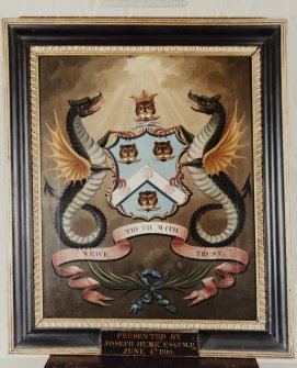 Interior.
Detail of guild coat of arms heraldic plaque.