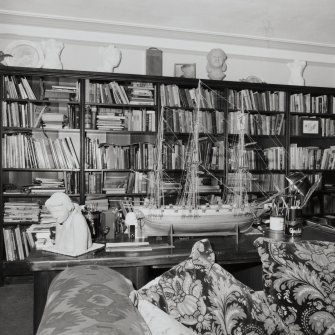 Interior. Detail of ground floor study bookcase