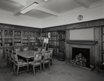 Interior. View of ground floor library from S