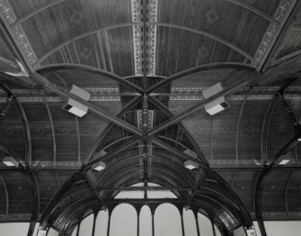 Interior.  First Floor recreation hall roof detail