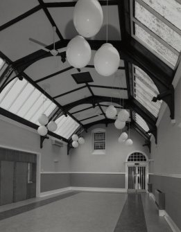 Interior. View of hospital block dining hall from SW