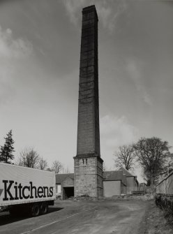 Dundee, Barns of Claverhouse Road, Claverhouse Bleachworks.
General view of chimney from South.