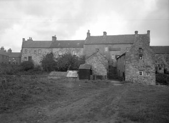 Rear view of houses in High Street which now form part of the Folk Museum