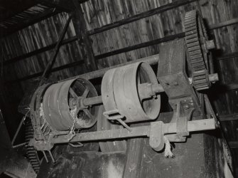 Interior.
Details of pulleys on hoist/lift drive in South-West block.