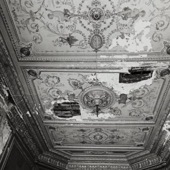 Dundee, Broughty Ferry, Camphill Road, Carbet Castle, interior.
View of ceiling of South-East room of First Floor.