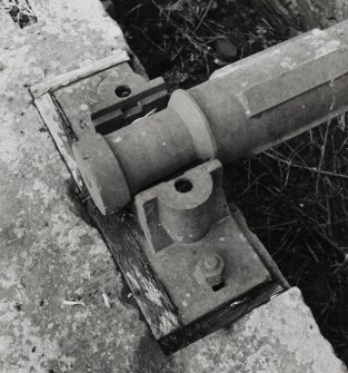 Detail of water wheel end bearing and iron shaft