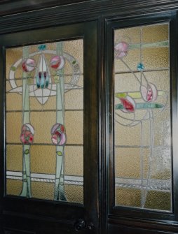 Interior. Detail of entrance lobby stained glass