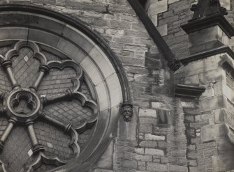 South front.
View of West side of Rose window and label-moulding.