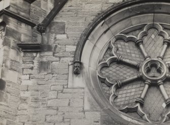 South front.
View of East side of Rose window and label-moulding.