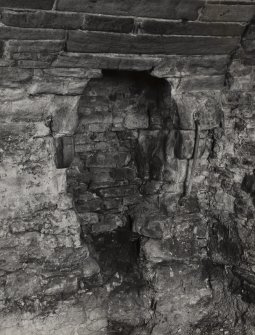 Interior.North Range. Ground Floor. West Apartment,  detail of fireplace at E end of N wall.