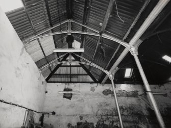 Boiler House, view of cast-iron roof trusses.