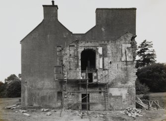 View from East showing East elevation after demolition showing blocked openings.
