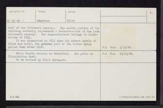 Ellon Castle, NJ93SE 1, Ordnance Survey index card, page number 2, Verso