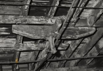 Interior.
Detail of truss between two cast iron columns above boilerhouse at first floor level of Mill.