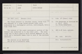Auchmacoy Home Farm, NJ93SE 26, Ordnance Survey index card, Recto