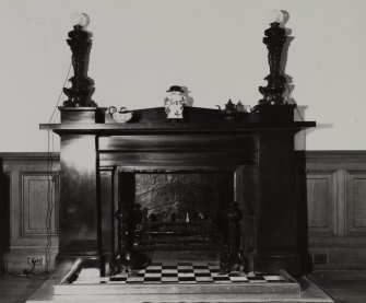 Ballindean House.
Interior view of East Drawing Room fireplace, with Torcheres on mantel.