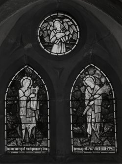 Interior. N aisle E M Low Memorial stained glass window c.1902