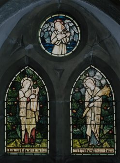 Interior. N aisle E M Low Memorial stained glass window c.1902