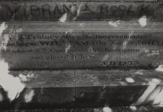 Blair Adam, Walled Garden, Monument.
Detail of inscription on monument.