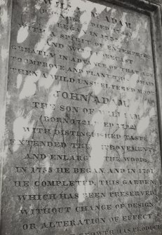 Blair Adam, Monument.
Detail of inscription on monument.