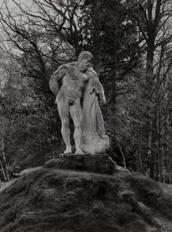 Blair Castle, walled garden.
General view of statue of Hercules on South side of walled garden.