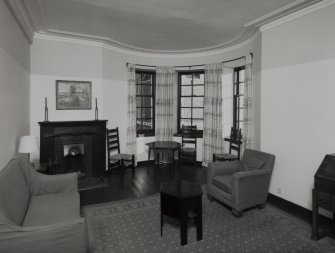 Interior view of 1 Dunira Street, Comrie, showing living room in first floor flat.