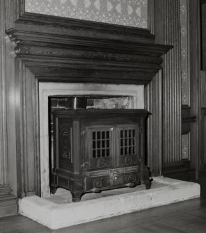 Interior. Ground floor. billiard room, detail of fireplace