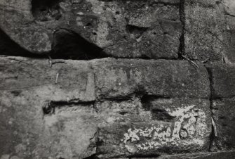 Bridge of Earn, Old Bridge.
Detail of date 1761 incised at base of cut-water on North-West face.