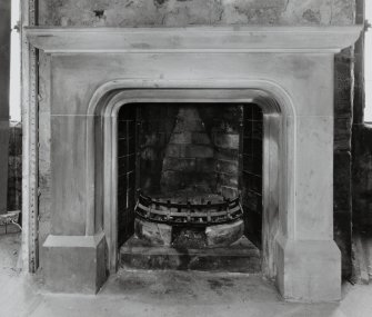 Ground floor, South room, detail of fireplace.