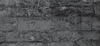 Dunning, St. Serf's Parish Church.
Detail of date stone in North wall of Chancel.
Insc: '1750'.