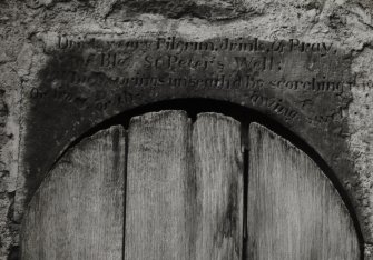 Fingask Castle, St Peter's Wishing Well.
Detail of inscription on well.