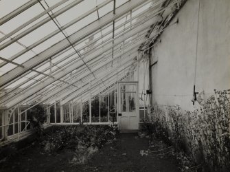 Fingask Castle, Walled Garden.
General view of interior of glasshouse in walled garden from North-East.
